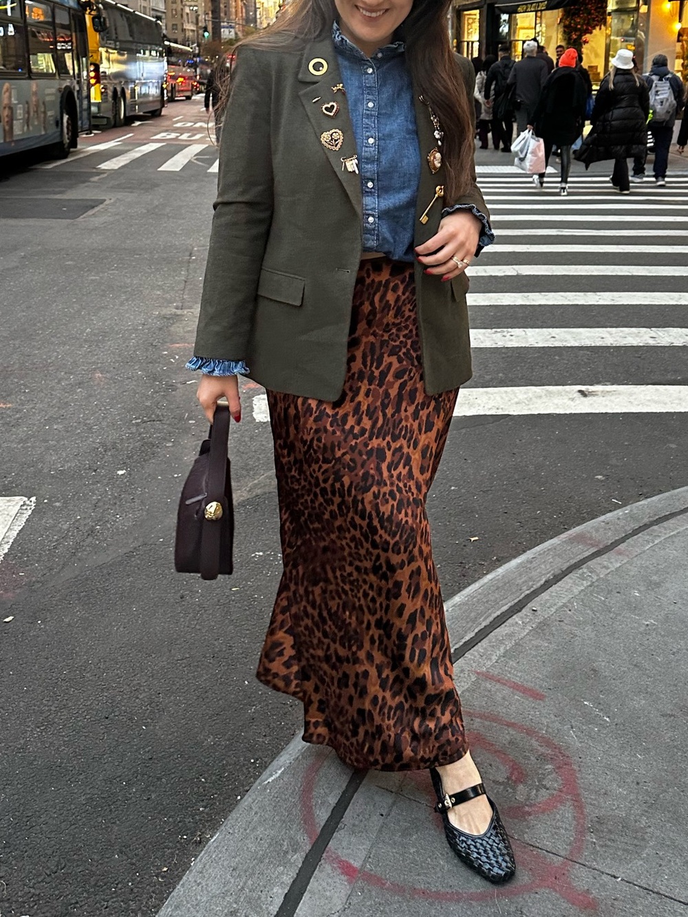 Satin Animal Print Maxi Skirt